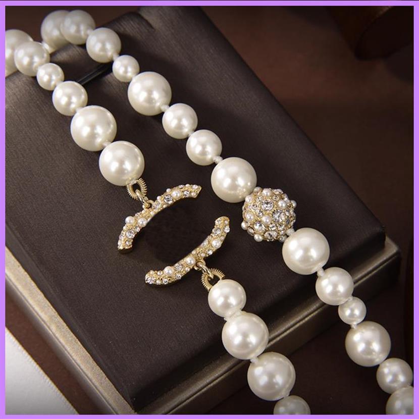 

Pearl Necklace Ladies Gold Fashion Necklaces Designers Jewelry Womens Party Chains Necklace With Diamonds Accessories Gifts333E