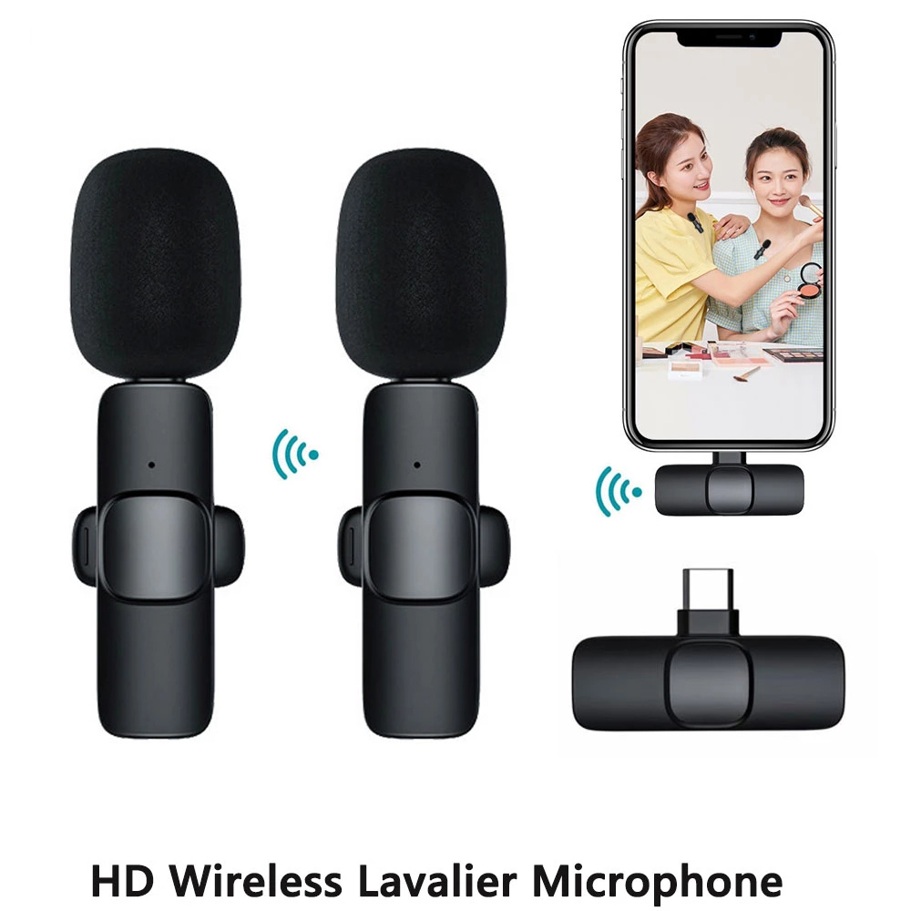 

New Wireless Lavalier Microphone Portable Audio Video Recording Mini Mic for iPhone Android Live Broadcast Gaming Phone Mic