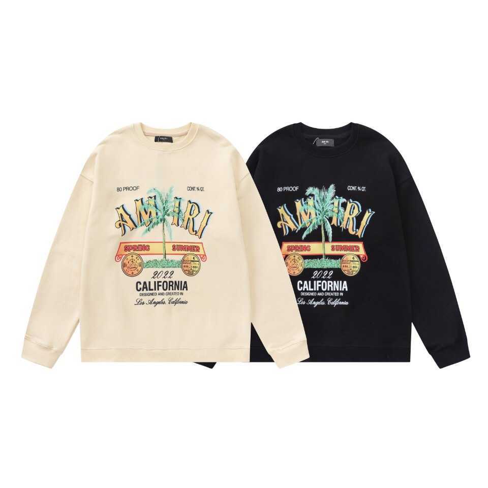 

Designer Clothing Sweatshirts Hoodies 2023 Spring Autumn New Amiiri Fashion Brand Coconut Tree Pattern Letter Printing Casual Sweater Loose Men Women, Shipping fee