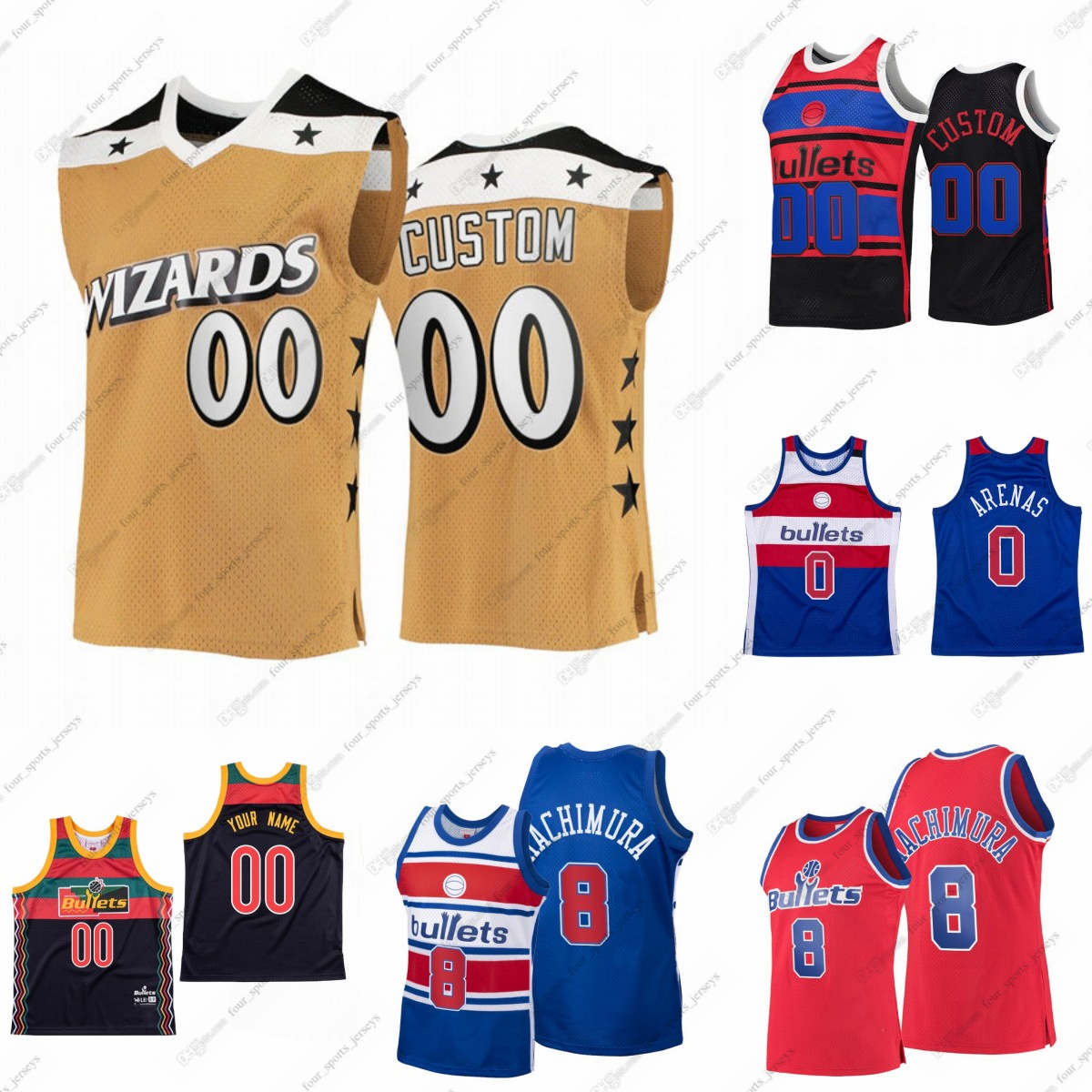 

Custom 1992 Retro Mitchell and Ness Basketball Jersey Wes Unseld Elvin Hayes Gus Johnson Walt Bellamy Gilbert Arenas Earl Monroe stitched Top, Picture