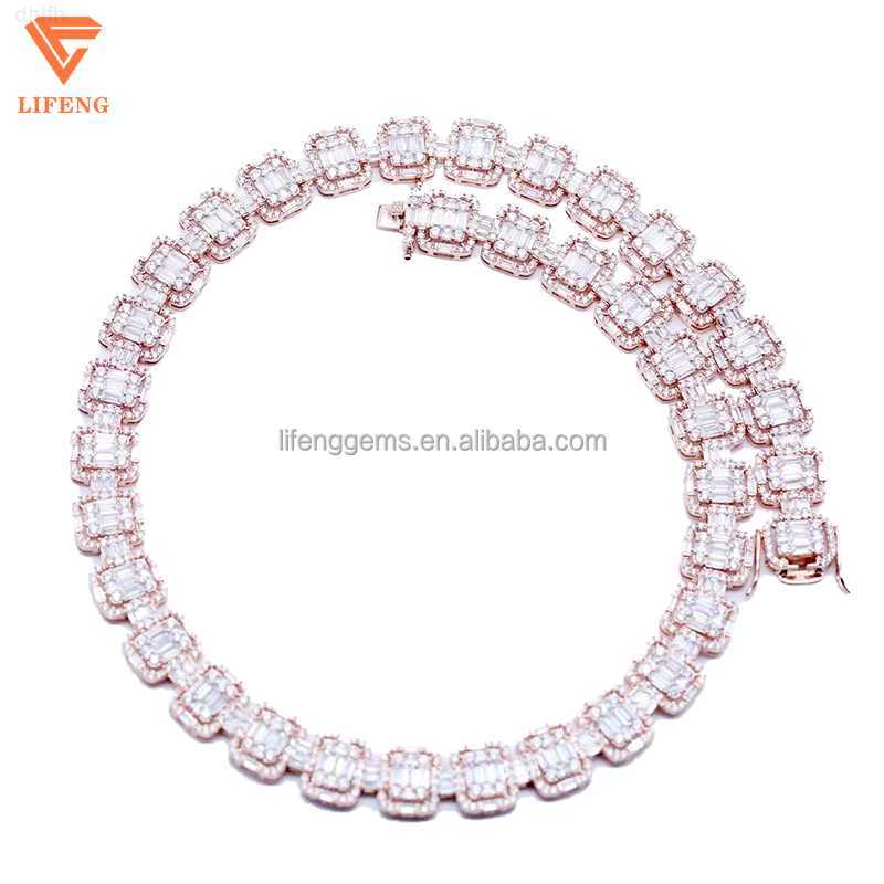 

10mm Vvs Moissanite Iced Out Diamond Gold Color Chain Necklace 925 Sterling Silver Men Necklace Miami Cuban Link Chain