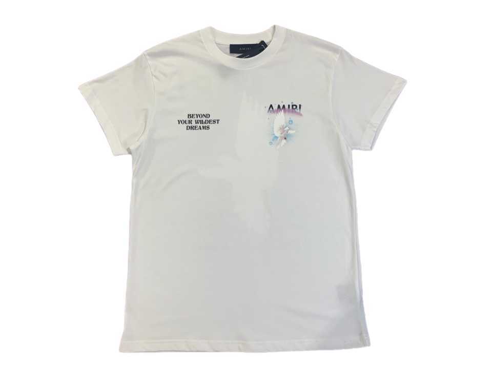 

Designer Fashion Clothing Tees Tshirt Amiiri White Starry Sky Peace Pigeon Print High Street Style T-shirt Luxury Streetwear for sale Hip hop Casual TShirts