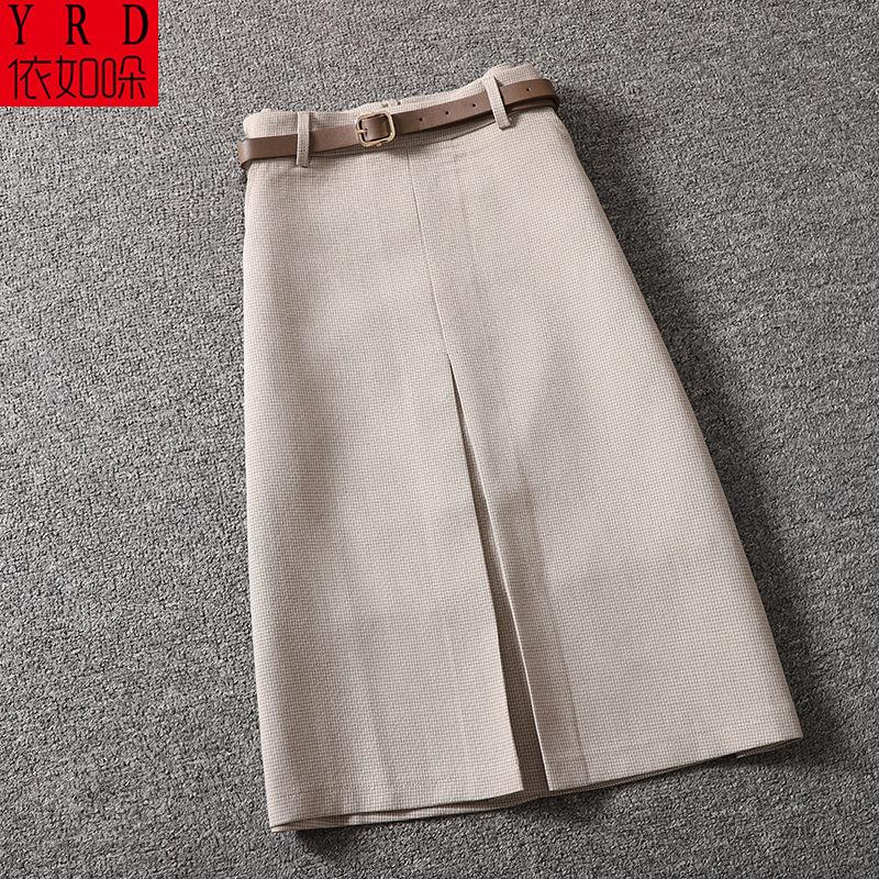 

Capris WOMEN'S SKIRT WITH BELT 2020 SPRING AND AUTUMN FASHION HIGH WAIST POCKET SPLIT DRESS WOMAN SKIRTS MUJER FALDAS SAIAS MULHER, 02-without belt