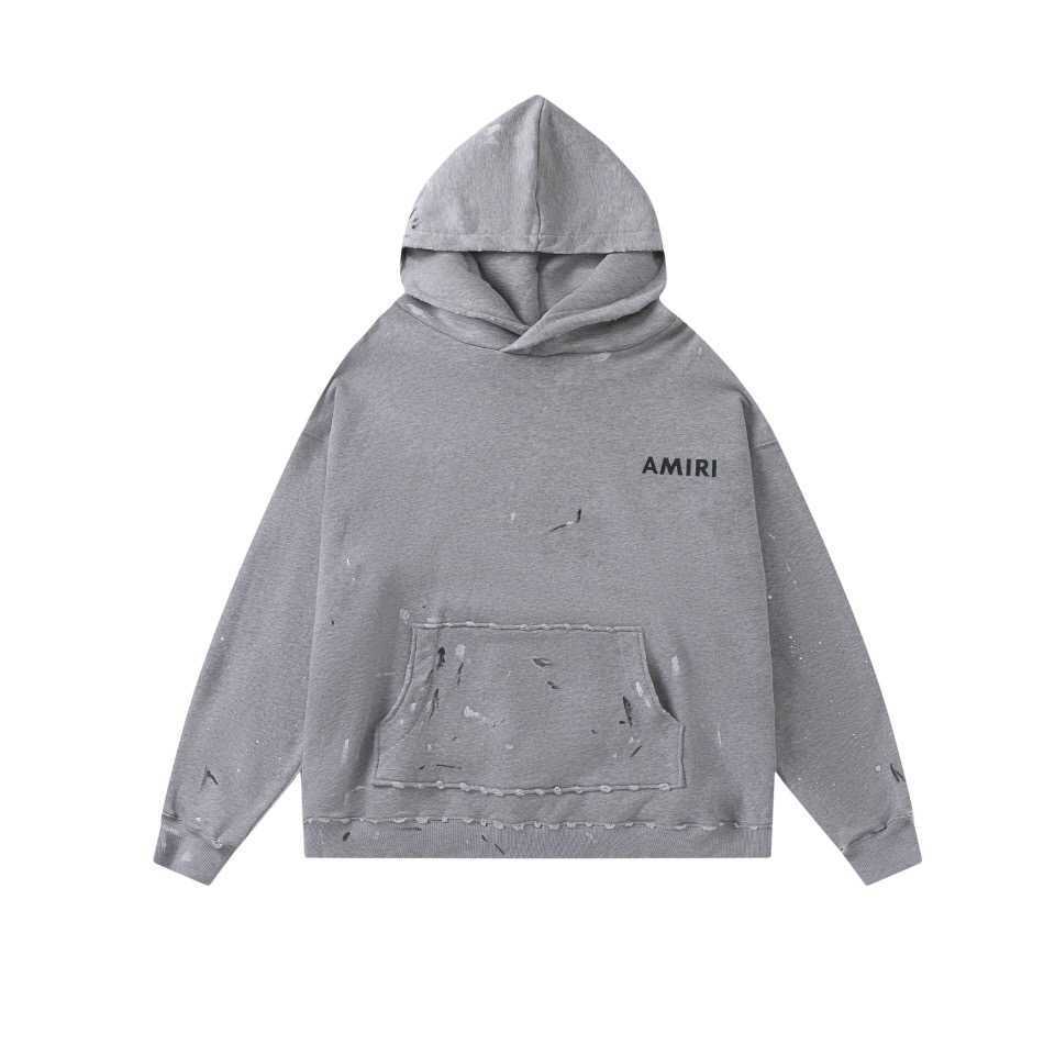 

Designer Clothing Sweatshirts Hoodies Amiiri 2023 Spring Autumn New Speckled Ink Hole Loose Men' Women' Hoodies Couple Casual Pullover Sweater Trend, Shipping fee