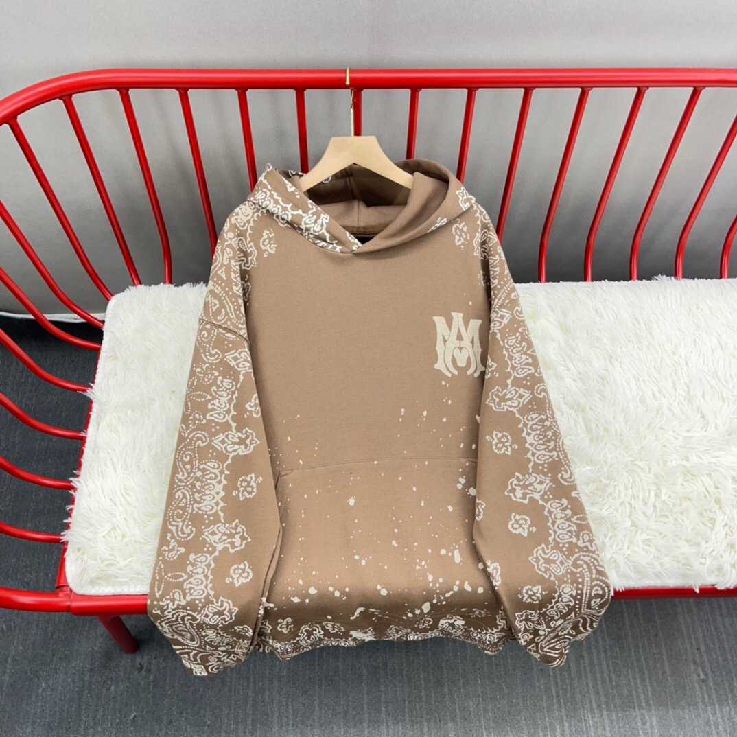 

Designer Clothing Sweatshirts Hoodies Amiiri 2023 Spring Autumn New Letter Cashew Flower Print Fashion Casual Versatile Hooded Sweater Trend Streetwear for sale, Shipping fee