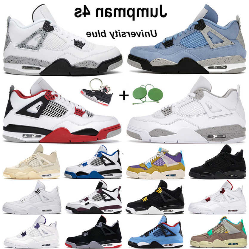 

with Box Mens Basketball Shoes 4s Jumpman 4 University Blue Black Cat Pure Money Bred Metallic Purple Fire Red White Oreo Cement Men Sports Sneakers Zapatos, Lemon pink(w)