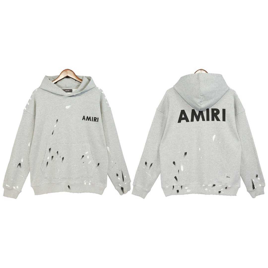 

Designer Clothing Sweatshirts Hoodies Amiiri 2023 Spring Autumn New Fashion Brand Speckled Ink Letter Printing Hoodie Men' Hoodie American High Street, Shipping fee