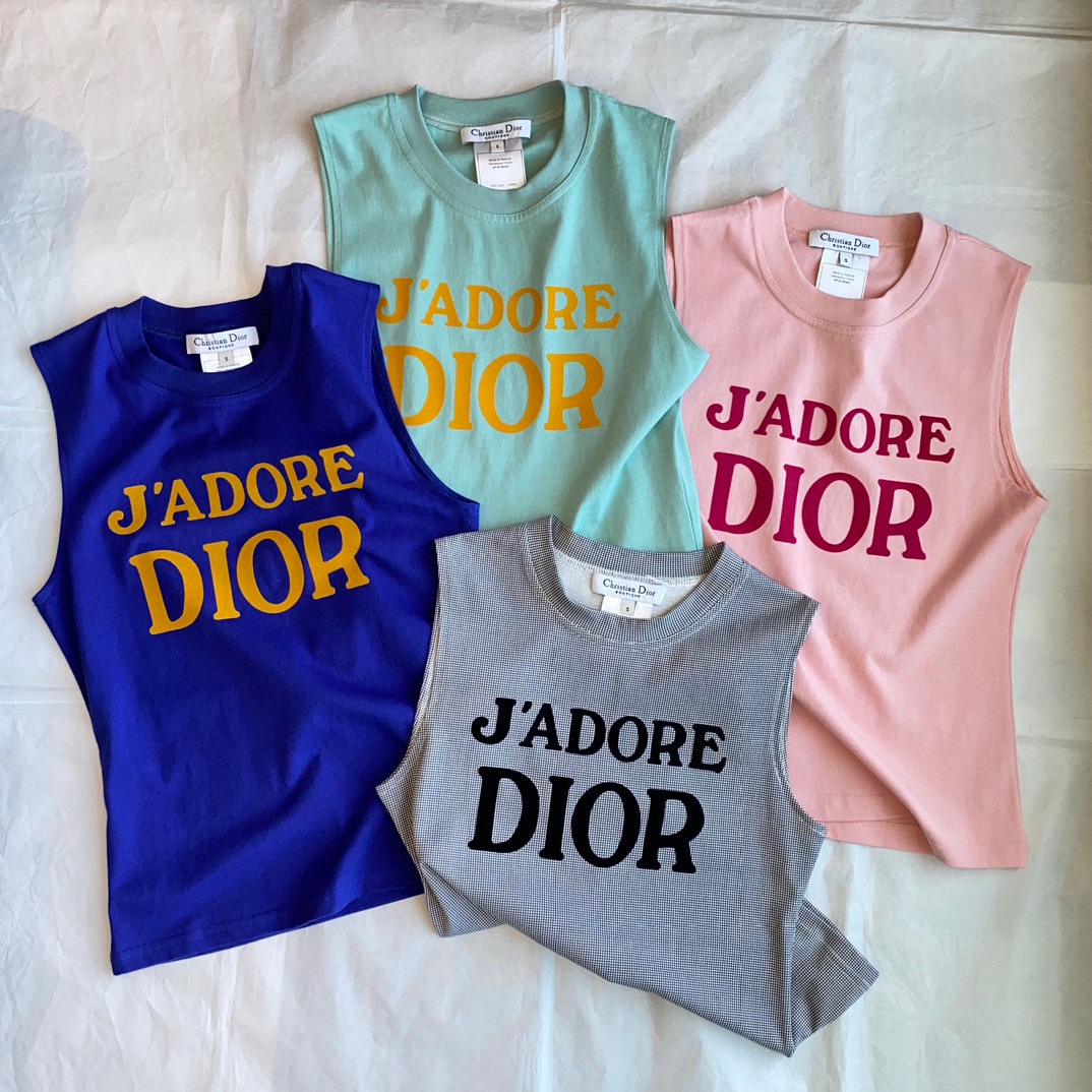 

Di-or Dupe Sleeveless Tank Top Fashion Clothing for Summer Women Vest Size SML With Dust Opp Bag, #1