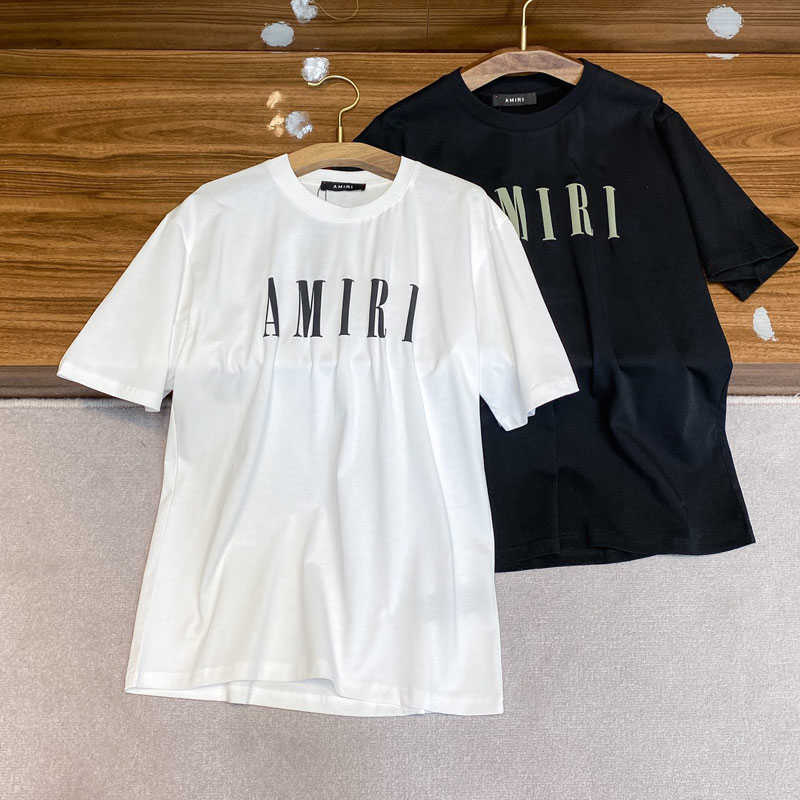 

Designer Fashion Clothing Tees Tshirt Street Fashion Amiiri Foam Letter Spring summer New Pure Cotton Short Sleeve T-shirt Comfortable Thin Underlay Tee Men, White