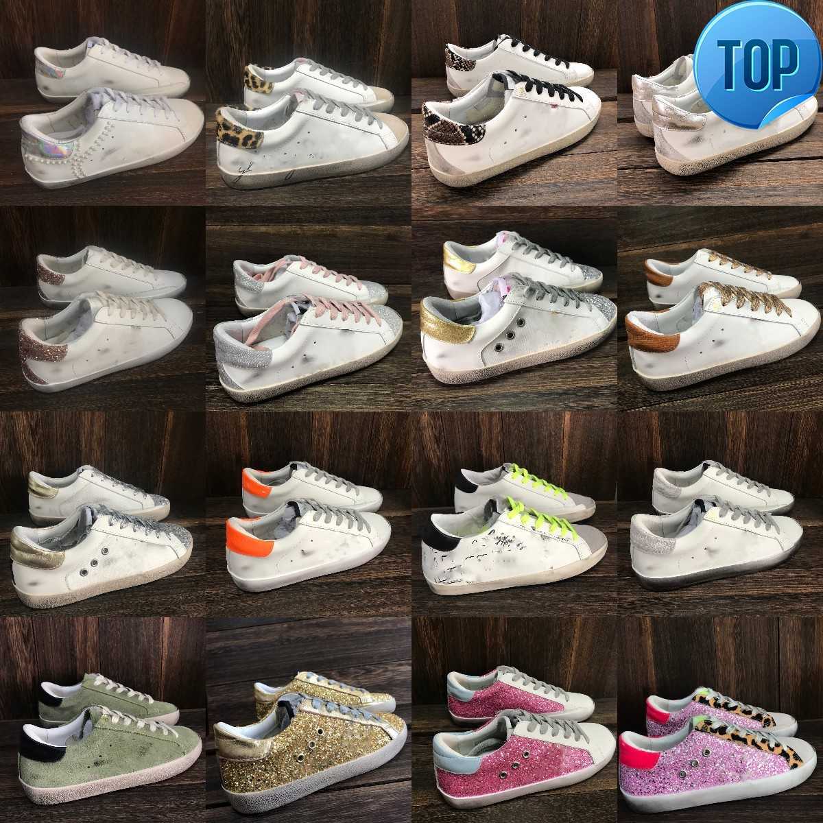 

designer luxury sneaker men women super star casual shoes goldens gooseitys High Top Genuine Leather sneakers wihte do old dirty top quality shoe 35-45, Star34 silver shiny star