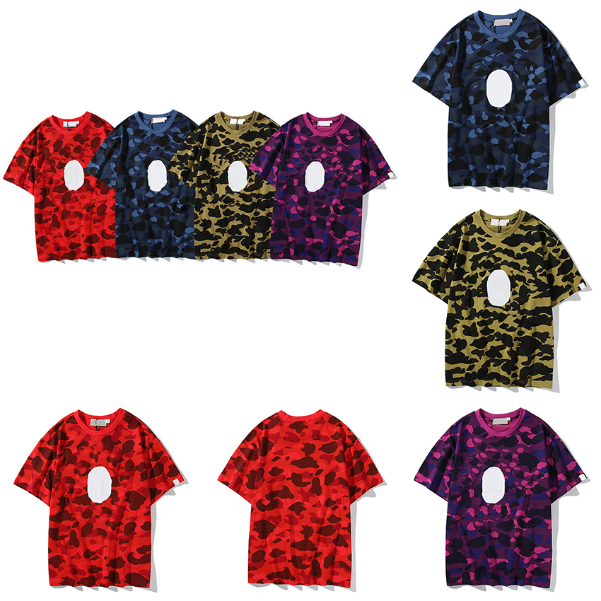 

Men's T-shirt 4-color high-quality Japanese fashion brand camouflage summer new men's and women's printed ape T-shirt Asian size M-3XL, Purple