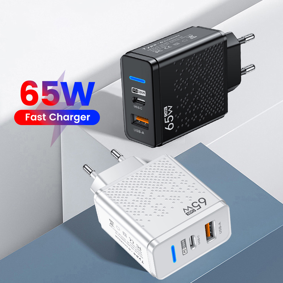 

65W GaN USB C Charger PD 5V 2.4A Fast Charging Travel Charger Type C For Samsung Iphone Pro LG US EU Plug Wall Charger