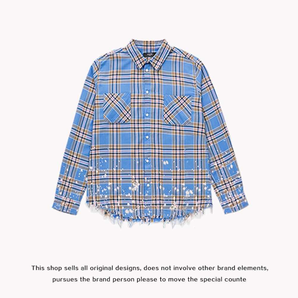 

Designer Clothing Men's Casual Shirts Fog Amiiri Brand Plaid Sheepskin Embroidery Splash Ink Men's Women's Long Sleeve Shirt Coat Luxury Streetwear Tops for sale, Shipping fee