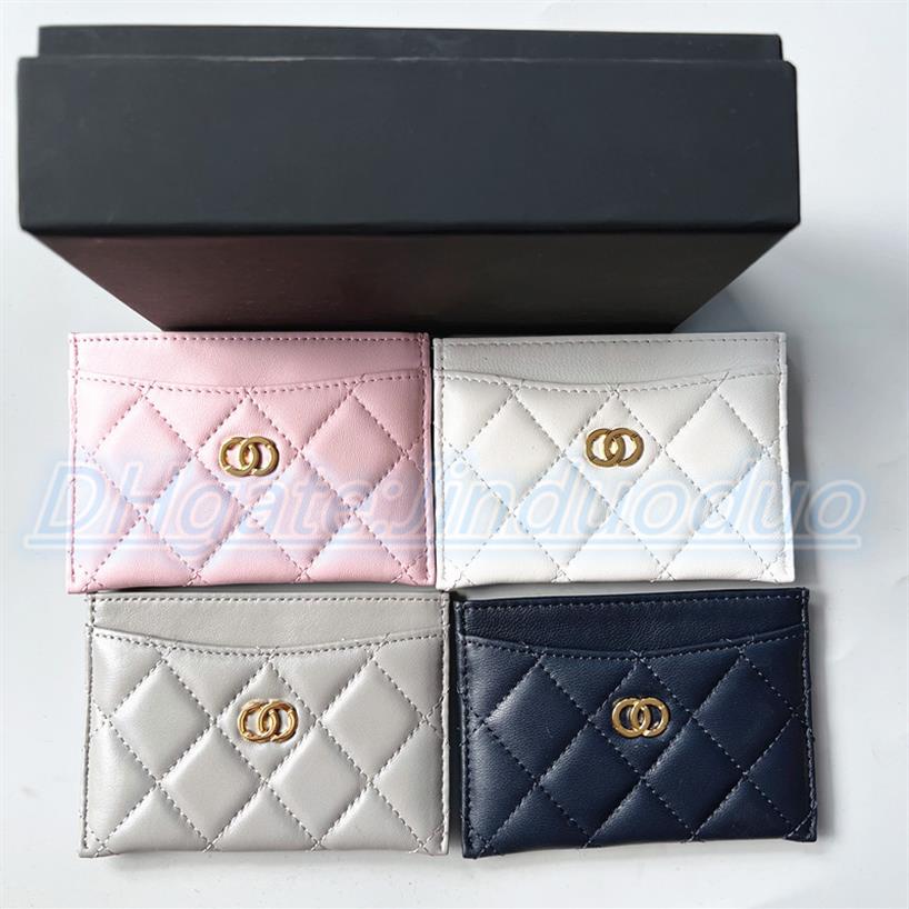 

luxury Designer card holder purses channel wallets With original box caviar lambskin Leather Womens coin purse mens wallet key pou222o, Black lychee pattern