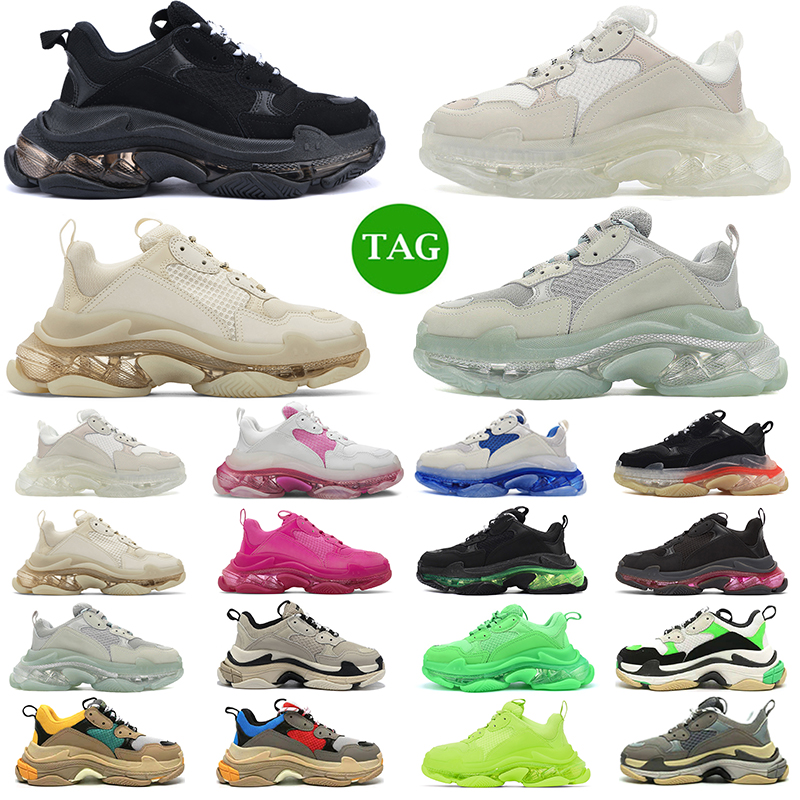 

triple s men women casual shoes platform sneakers clear sole Black White Volt Beige Red Grey Green mens trainers Jogging Walking, #25