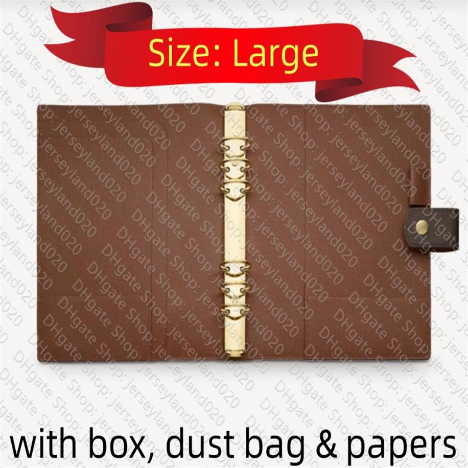 

R20106 LARGE RING AGENDA COVER Wallet Card Holder Planner Diary Flower Canvas290v, Brown with flowers