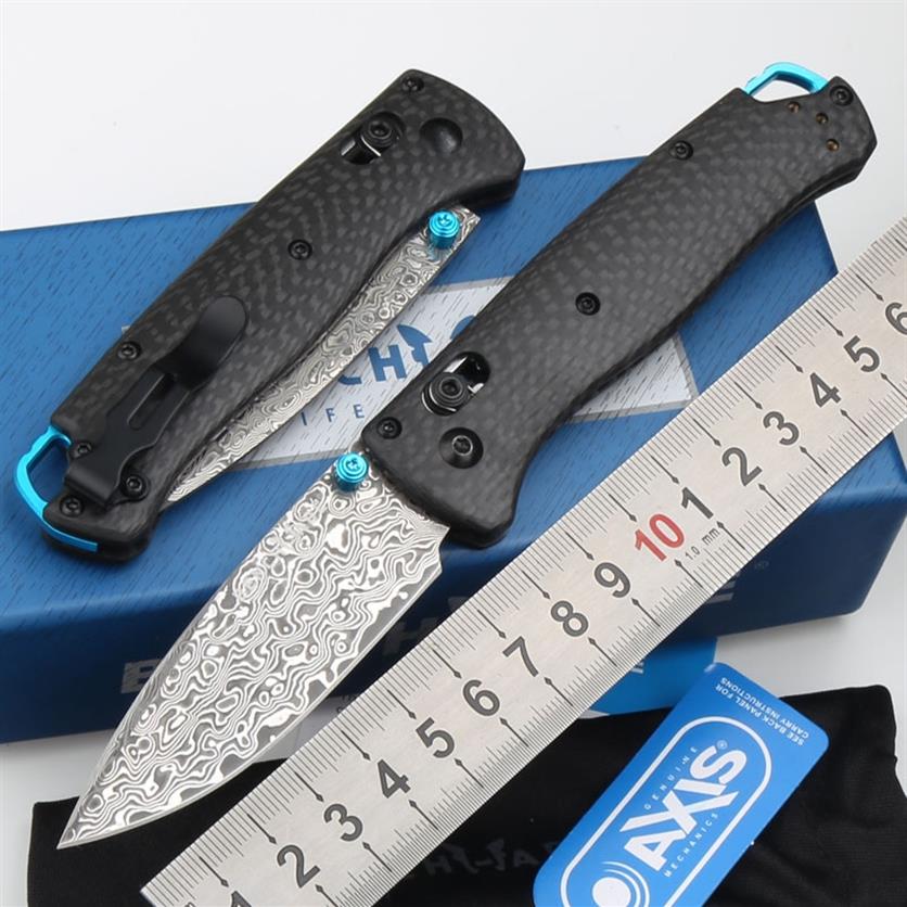 

Benchmade 535 535S Bugout AXIS Folding Knife 3 24 Damascus Plain Blade Carbon fiber TC4 Handles Outdoor Camping Hunting Pock221d