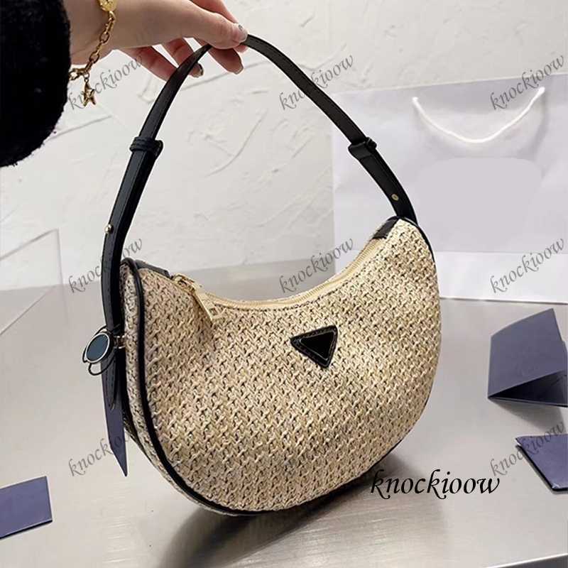 

Shoulder bag designer new straw handbag shopping bag design exquisite, straw and leather combination of underarm bag capacity summer can not be less straw bag 230424, White