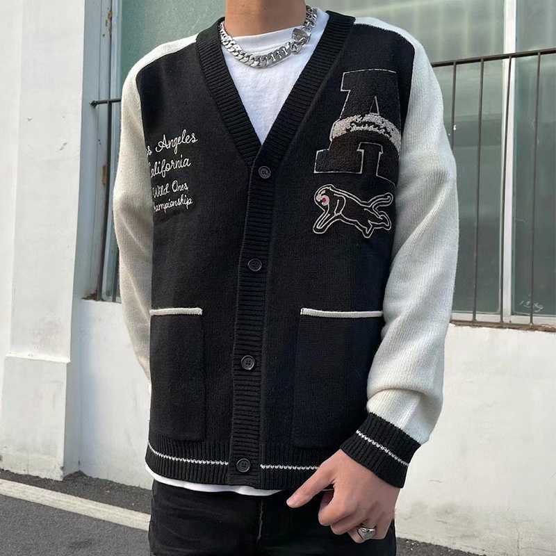 

Designer Clothing Luxury Casual Mens Sweaters Amiiri 22aw Letter Embroidery Double Pocket V-neck Cardigan Sweater Men' Women' Casual Knitwear Coat Fashion, Shipping fee