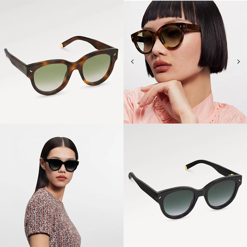 Monogram Soft Cat Eye sunglasses classic acetate round frame temple with logo flower mirror legs with metal decoration at the tail Z1526W fashion-image-923270916