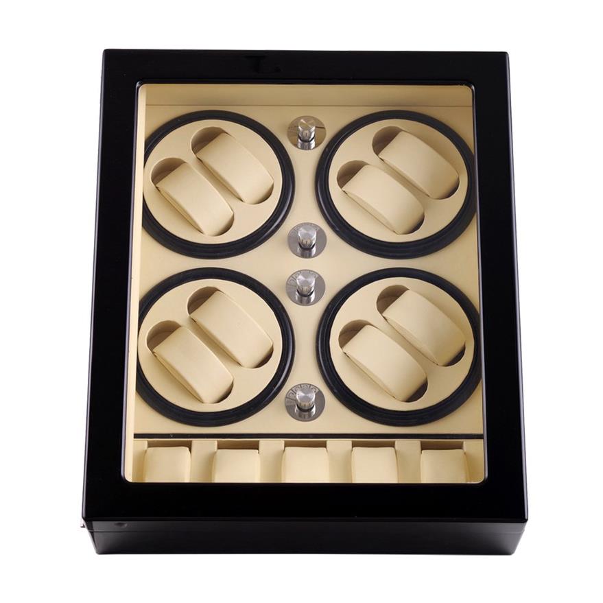 

Watch Winder LT Wooden Automatic Rotation 8 5 cases Storage Case Display Box New style Inside white Outside black354H