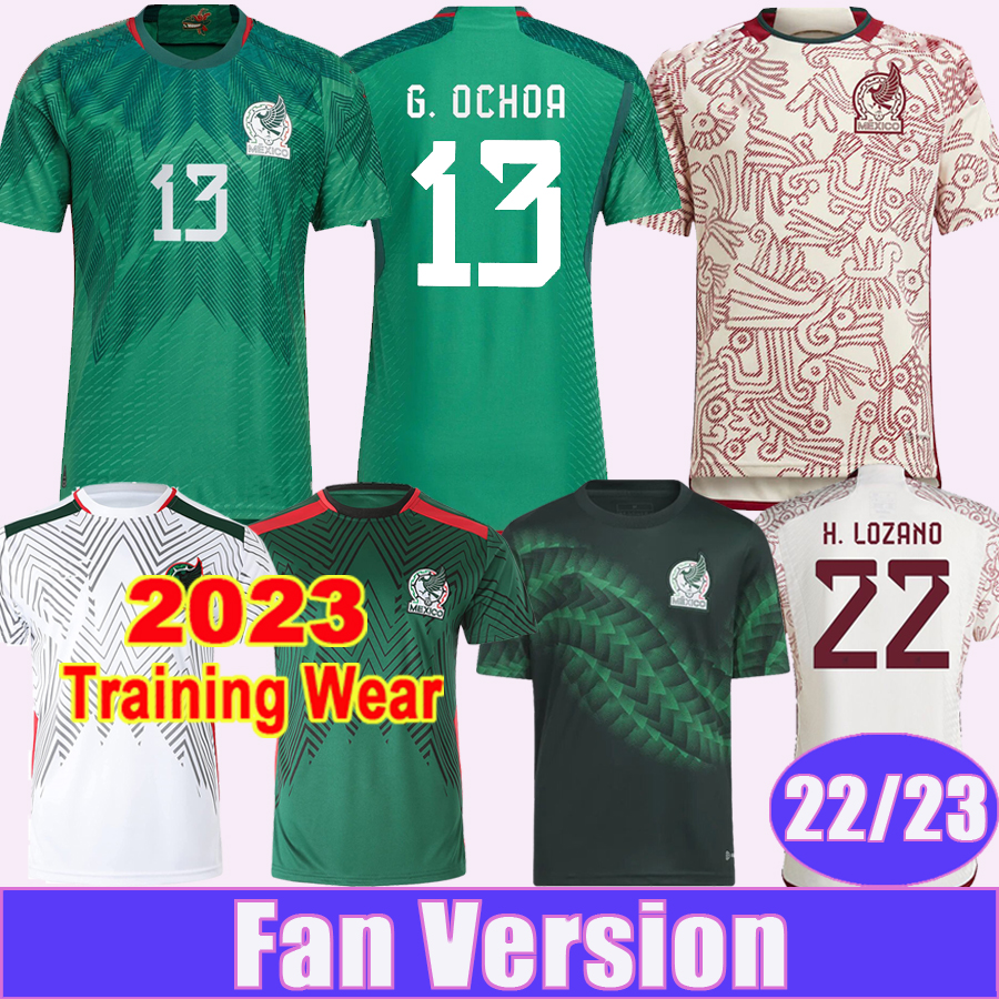 

22 23 Mexico CHICHARITO Mens Soccer Jerseys H. LOZANO A. GUARDADO Home Away Training Wear R. JIMENEZ National Team Football Shirts Short Sleeve Pre-match Uniform, Qm9999 22 23 away f..a world patch