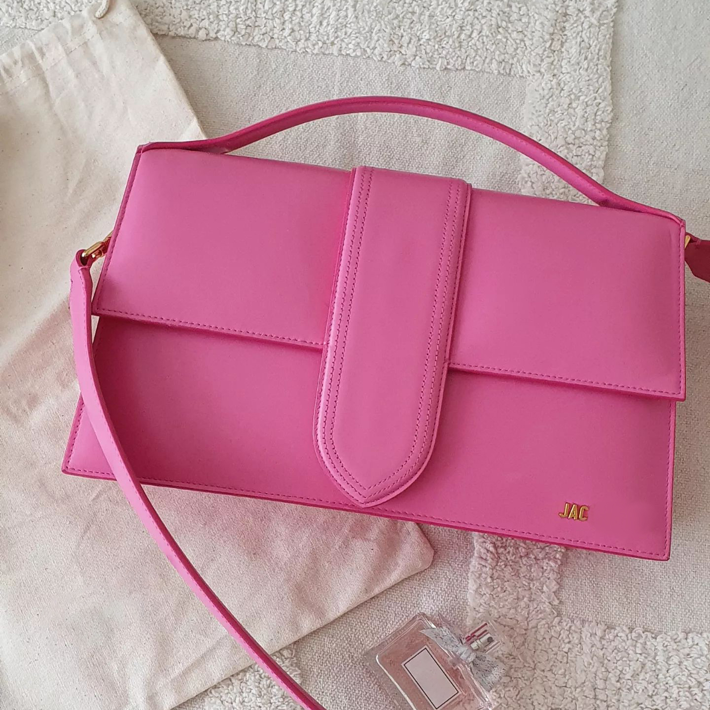 

jacquem Le Bambino baguette toiletry bag Genuine Leather womens Luxury tote envelope Shoulder bags mens mini pochette designer bag handbag Crossbody clutch Bags, Black