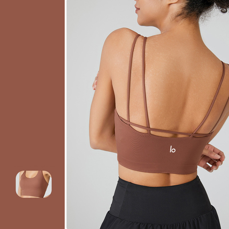 

Al Women Sports Bras Tops Cew Neck Fintness Tank Vest Skinfriendly Workout Breathble Crisscross Quick Dry Top Female YW187, Black