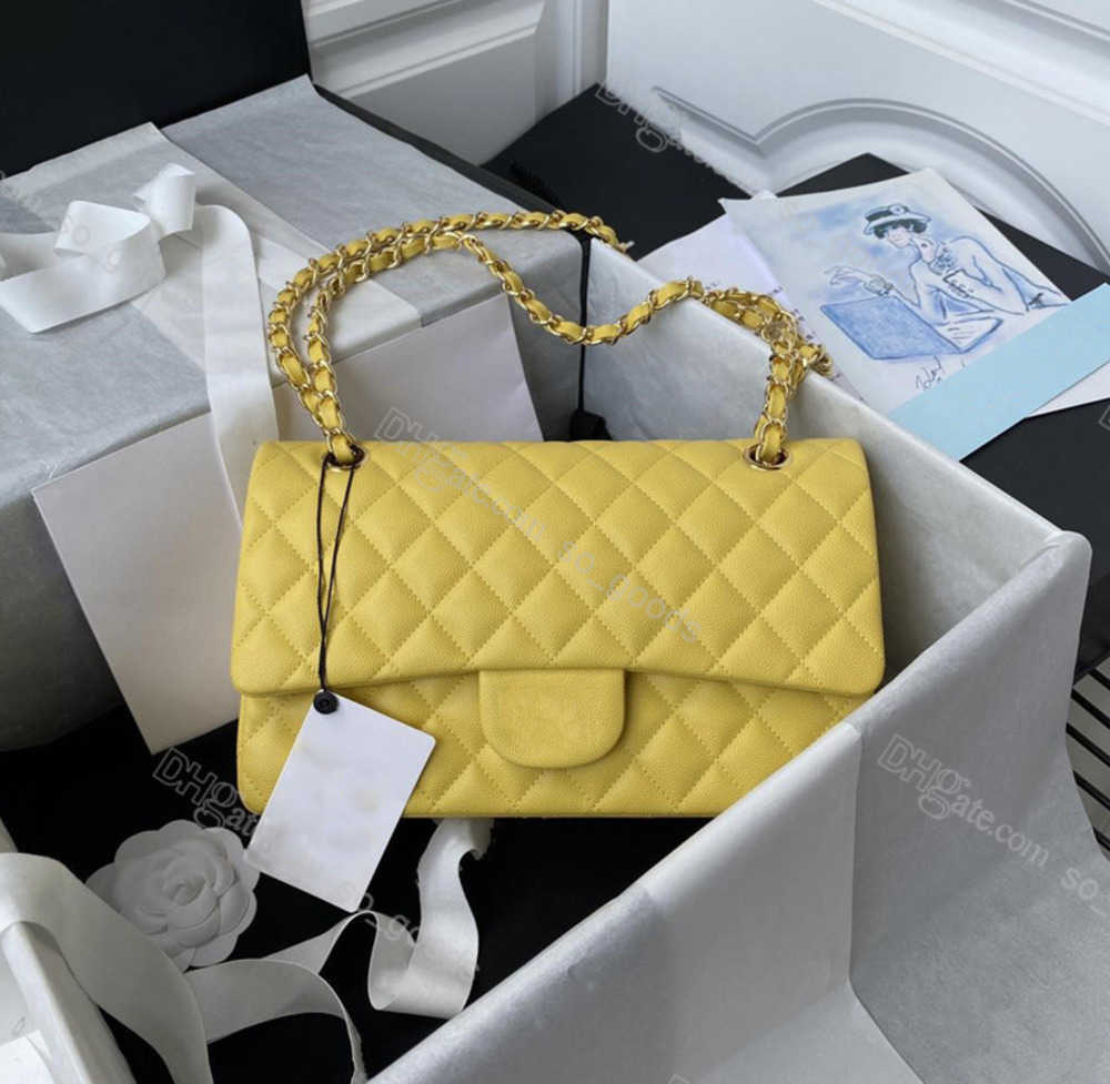 

Evening Bags Designer 7A Classic Flap Chain Shoulders Bag Women Crossbody Luxury Caviar Grain Sheepskin Leather Fashion Handbag, White&sliver