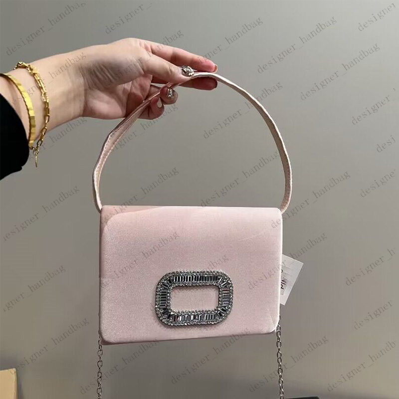 

newest women hobo bags shoulder bag underarm package roger vivier womens handbag rv silk small flap square bag luxurys designers clutch bags purses wallets, Black