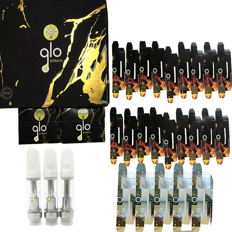 

Glo Ceramic Vape Cartridge Empty Vapes Pen Atomizer 510 Thread Cartridges Packaging E Cigarettes Carts 0.8ML 1ML Glass Thick Oil Vaporizer Pens Flat Tips