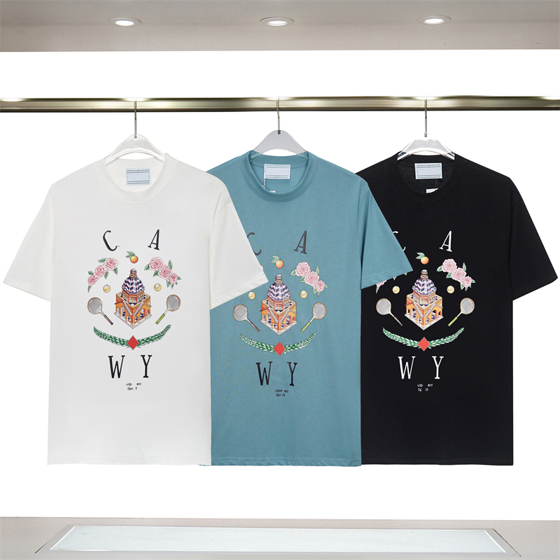 

Casa Summer New Design Castle Flower Letter Logo Print T-shirt Colored Rabbit Print T-shirt Featuring Double Strand Double Yarn Cotton Soft Round Neck Top Size S-3XL YY, White-rabbit