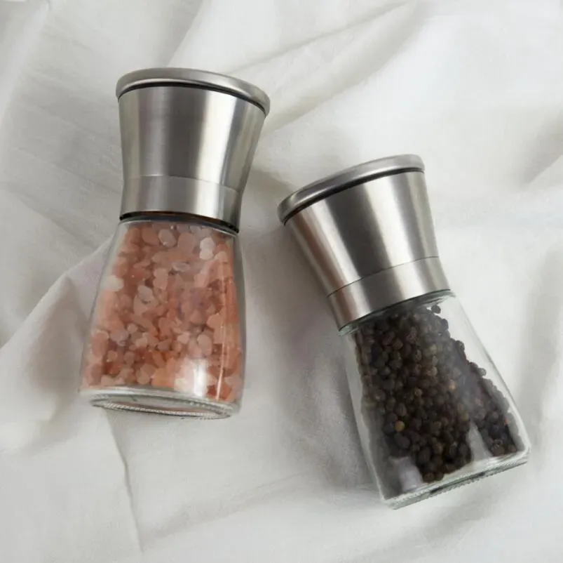 

Pepper Mill Grinder Stainless Steel Manual Salt Portable glass Muller Spice Sauce Home kitchen Tool-1