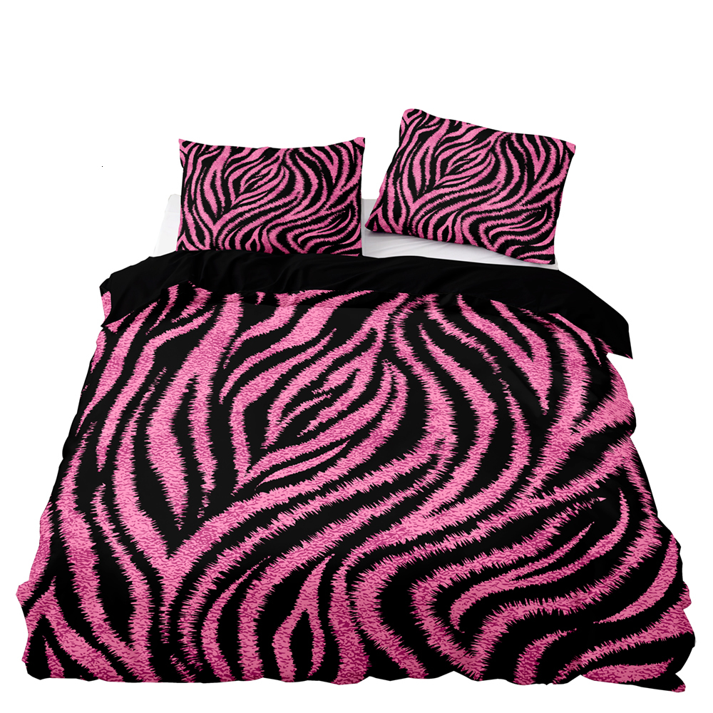 

Bedding sets American Style Set 240x220 Pink Leopard Pattern Duvet Cover with Pillowcase Single Double King Comforter Bed 230424, D-p-64