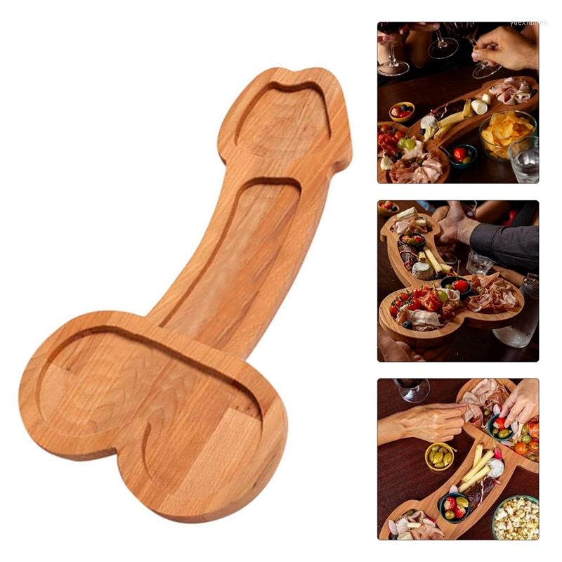 

Plates Aperitif Board Funny Penis Shape Novelty Cheese Set Unique Wooden Servers Tray Charcuterie