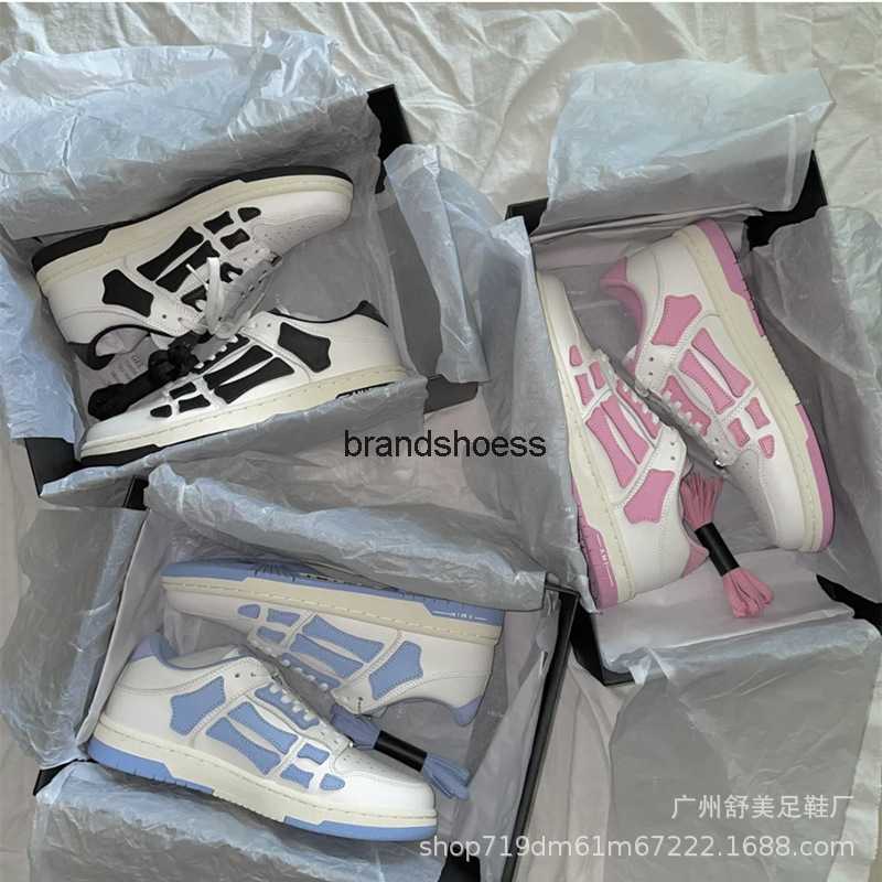 

same amirs bone shoes in autumn and winter new leather fashion couple shoes low-top sports casual shoes, Blue and white