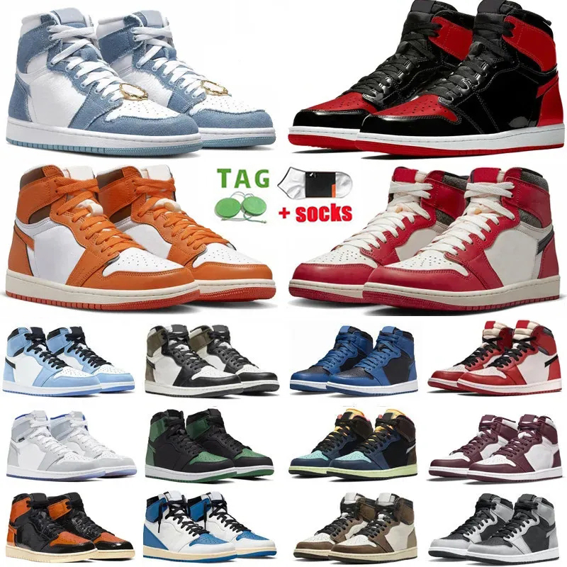 

Jumpman 1S Basketball Shoes 1 travis scotts Reverse Denim Gorge green dunks Lost Found Mocha Taxi Chicago Bred high Patent UNC Mens Sport Sneakers