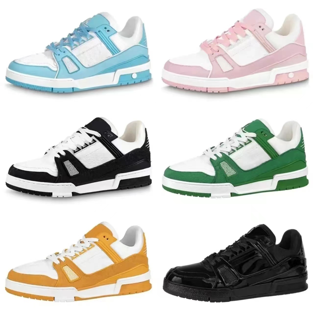 

Liv Designer Trainer Sneaker Virgil Casual shoes Calfskin Leather Abloh Black White Green Red Blue Overlays Platform top Low Sneakers size 36-45, 15
