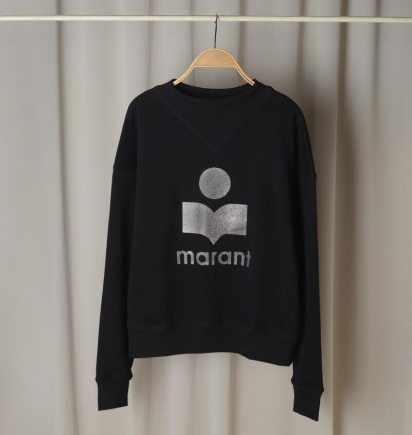 

2023ss women's hoodies sweatshirts Isabel Marant Designer black Hoodie Classic Letter-printed Terry Cotton Women long sleeves t-shirts, Milk white