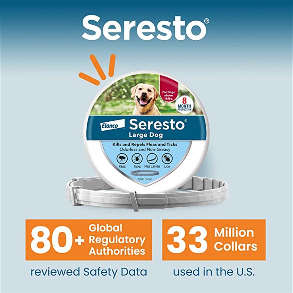 

Bayer Seresto Flea and Tick Collar for Large Dog 8 Month Protection Treatment3403
