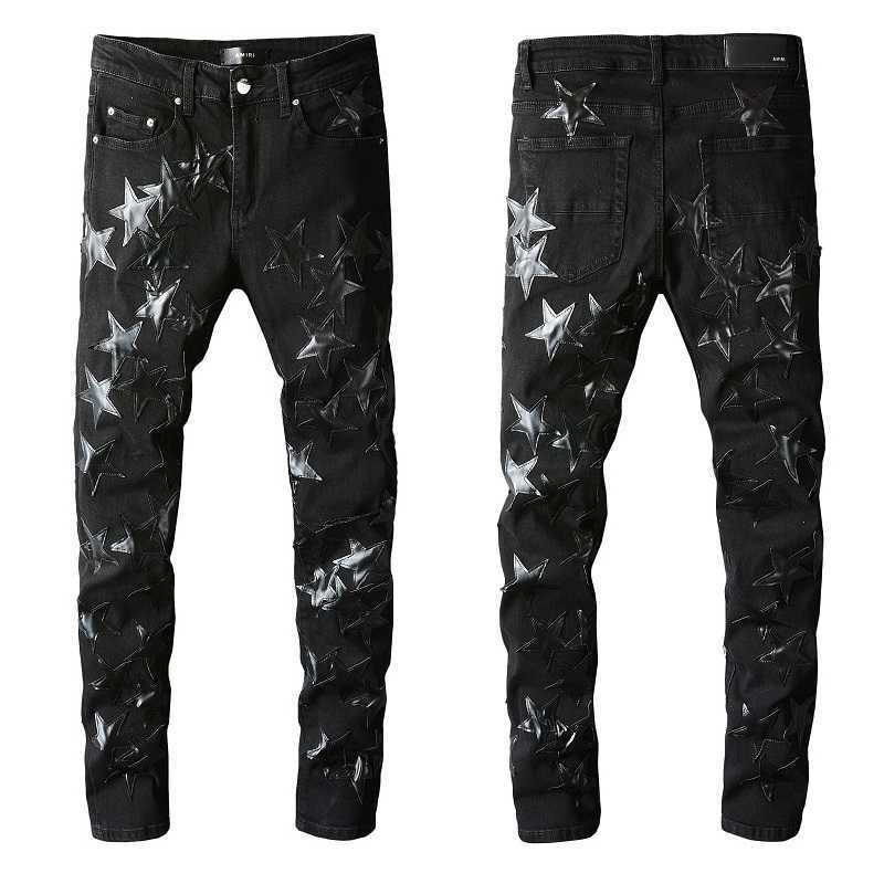 

Designer Clothing Denim Pants Amiiri 2023 New Trend Fashion Slim Fit Small Feet Elastic Black Jeans Men's Amiiri Fashion Brand Distressed Ripped Skinny Pants