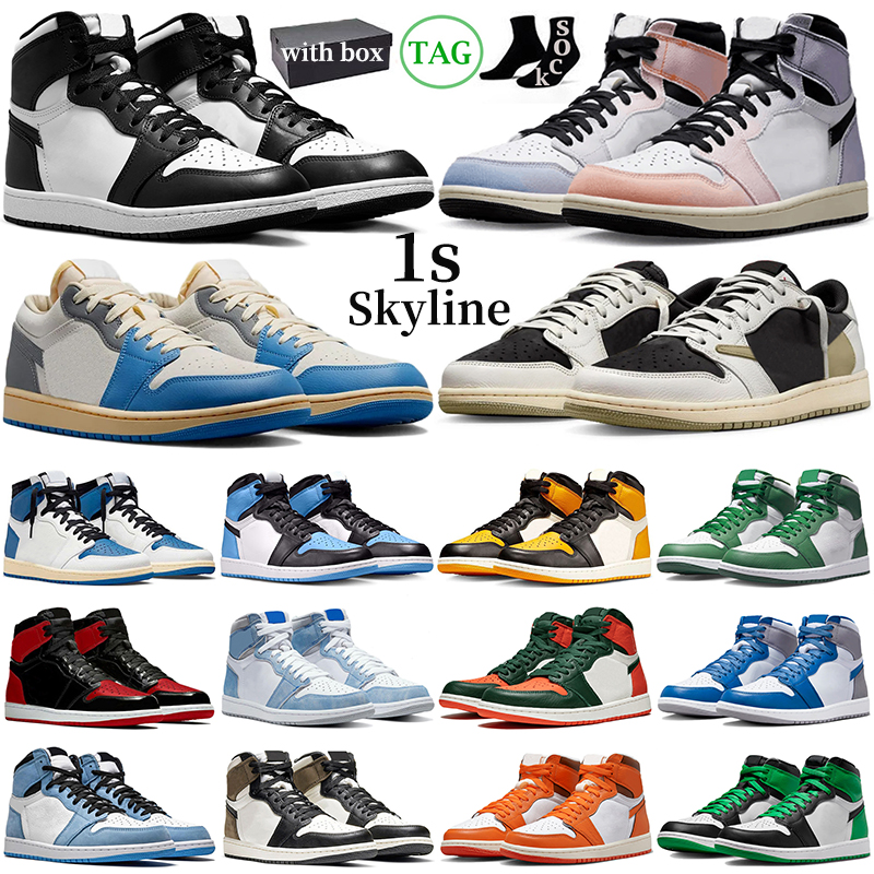 

1 with box jumpman 1s high basketball shoes Skyline Vintage UNC Grey Black Phantom Lost And Found Reverse Mocha Fragment Green Patent mens trainers outdoor sneakers, #23