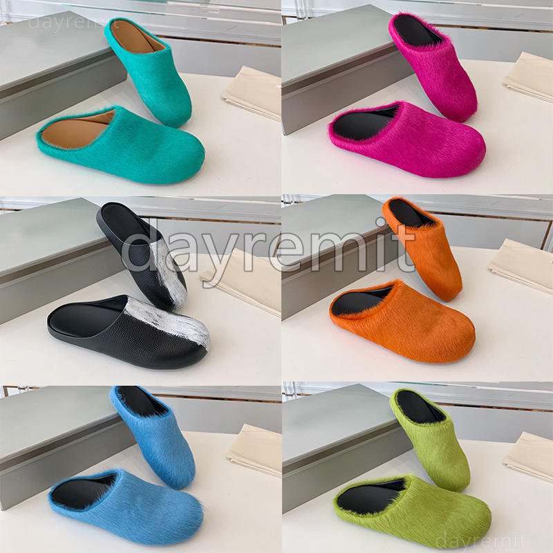 

Designer Slippers Horse Hair Slides Marn Mens Womens Sandals Leather Slipper Fashion Clogs Flat Heel Scuffs Outdoor Driving Lazy Beach Slider With Box, A 10