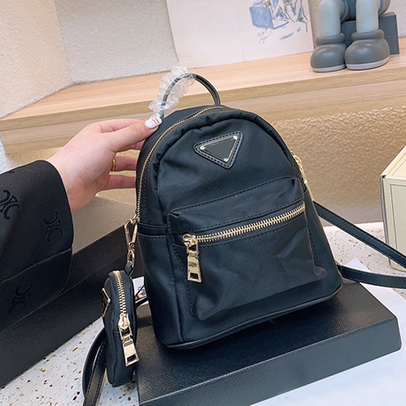 Travelling Mini Canvas Backpack Plain Back Pack Shoulder Bags Fashion Letters Golden Hardware Casual Women Small Back Pack Style 20cm-image-861447149