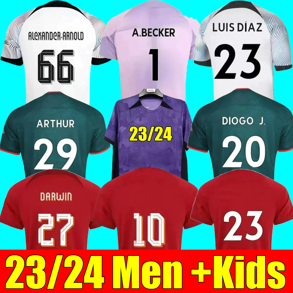 

22 23 soccer jerseys season home away 3rd DARWIN 2022 2023 Mohamed Diogo Luis DIaz Alexander Arnold football kit tops shirts men kids uniform CARVALHO ELLIOTT, Women home