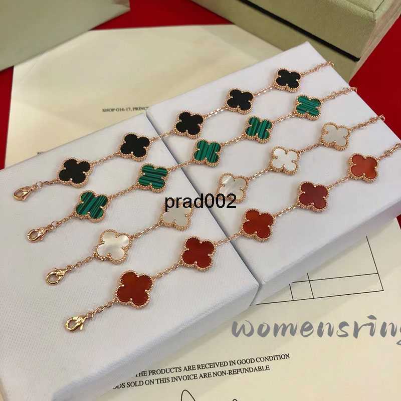 

Fashion V brand clover designer charm bracelets for women 18k gold white red blue mother of pearl link 4 leaf 5 flowers love bracelet jewelry