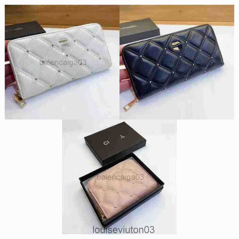 

Designer Channel Bag Long Wallet Leather Card Holders Womens Mens Fashion Small Handbag Large Capacity Zipper Bag With Brand Box, Pink short wallet