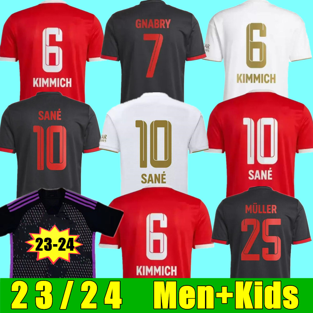 

DE LIGT MANE soccer jerseys 22 23 24 GRAVENBERCH SANE BAYERN MUNICH Mazraoui MULLER DAVIES KIMMICH TEL football shirts Men Kids kit COMAN 2023 uniform third, 22/23 kids away+socks