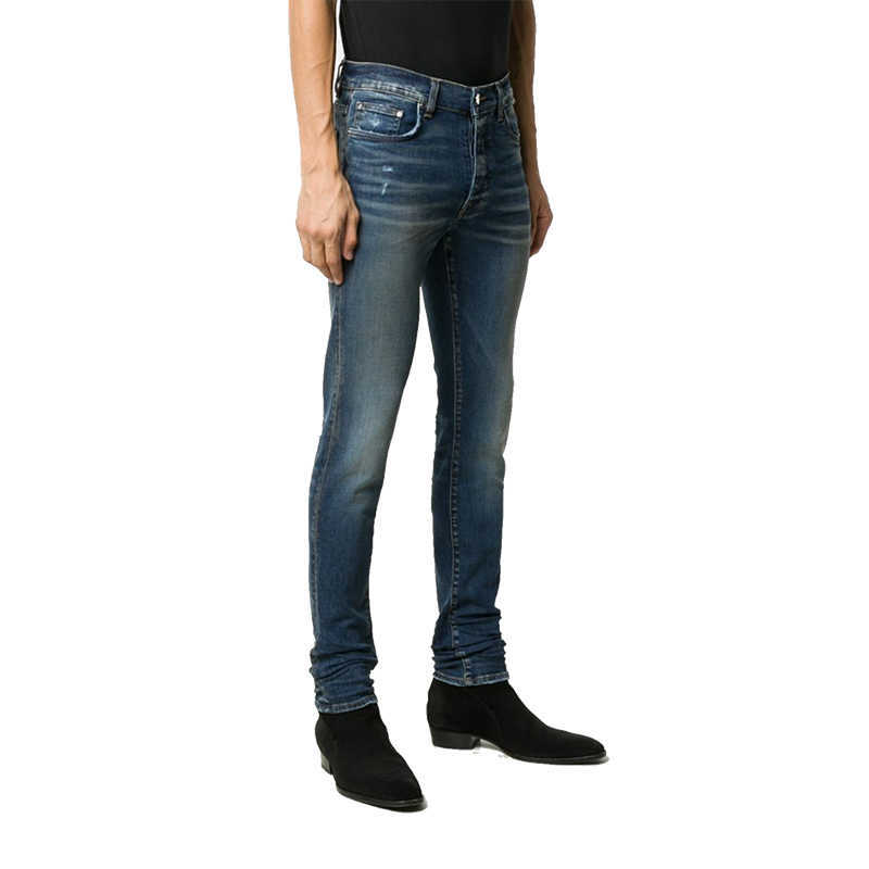 

Designer Clothing Luxury Casual Fashion Denim Pants Amiiri Trendy High Street Suu Niu Basic Mx1 Blue Worn Hole Slim Fit Mens Jeans Distressed Ripped Skinny Motocycle