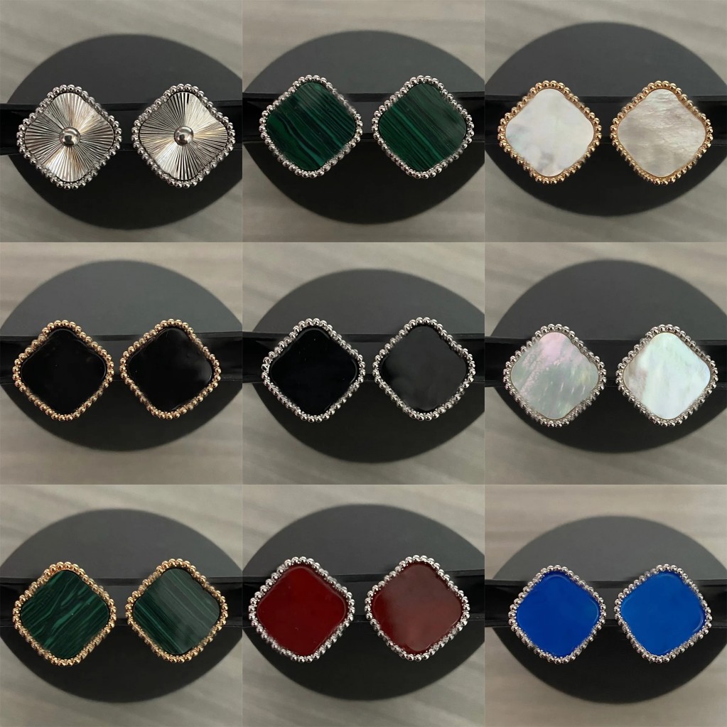 

Four leaf clover designer earring stud earrings sweet lucky simple multicolor Jewlery lucky small delicate classic vintage luxury Earring for women trensy E23